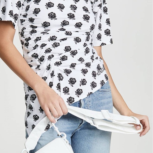 Kenzo white and Black Rose Patterned White short sleeve Tee small euc - Picture 11 of 11